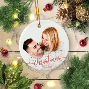Unser erstes Weihnachten verlobt einfache elegante Keramik Ornament