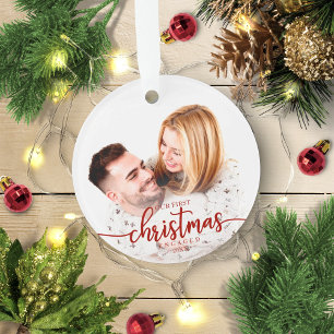 Unser erstes Weihnachten verlobt einfache elegante Ornament