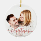 Unser erstes Weihnachten Verlobt Einfaches elegant Keramik Ornament (Vorne)