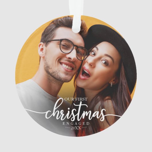 Unser erstes Weihnachten Verlobt Einfaches elegant Ornament (Rückseite)