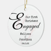 Unser erstes Weihnachten Verlobt Elegant Minimalis Keramik Ornament (Links)