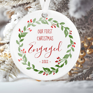 Unser erstes Weihnachten verlobt, individueller Fo Ornament