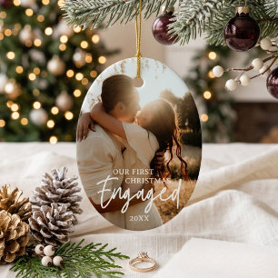 Unser erstes Weihnachten verlobt, individuelles Fo Keramik Ornament