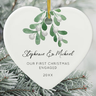 Unser erstes Weihnachten verlobt Mistel Herz Keramik Ornament