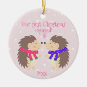 Unser erstes Weihnachten verlobt! Niedliche Igel Keramik Ornament (Vorne)