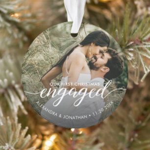 Unser erstes Weihnachten verlobt Overlay Benutzerd Ornament