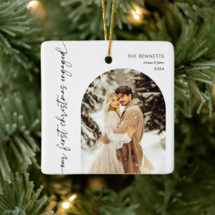 Unser erstes Weihnachten verlobt Verlobungsfoto Keramikornament