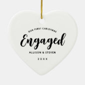 Unser erstes Weihnachten Verlobter, moderner Scrip Keramik Ornament (Hinten)