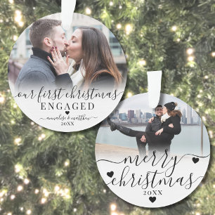 Unser erstes Weihnachten Verlobtes Paar 2 Foto Ornament