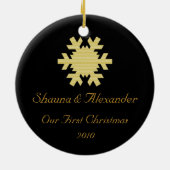 "Unser erstes Weihnachten" - w/Namen und Monogramm Keramikornament (Hinten)