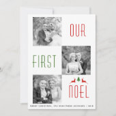 Unser erstes Weihnachten Weihnachtsstreifen Fotoka Einladung (Vorderseite)