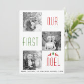 Unser erstes Weihnachten Weihnachtsstreifen Fotoka Einladung (Stehend Vorderseite)