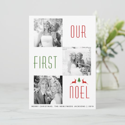 Unser erstes Weihnachten Weihnachtswildkarte Einladung (Stehend Vorderseite)