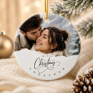 Unser erstes Weihnachten Winter Foto Paar Keramik Ornament