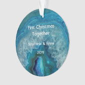 Unser erstes Weihnachten zusammen Agate Geode einz Ornament (Vorderseite)