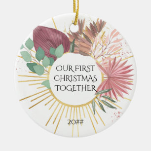 Unser erstes Weihnachten zusammen Boho Pampas Keramik Ornament