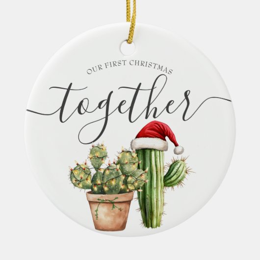 Unser erstes Weihnachten zusammen Cactus Gift Keramik Ornament (Vorne)
