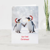 Unser erstes Weihnachten zusammen Cute Pair Karte (Vorderseite)