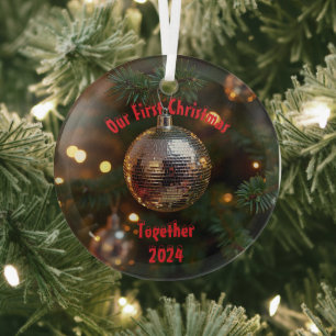 Unser erstes Weihnachten zusammen individuell anpa Ornament Aus Glas