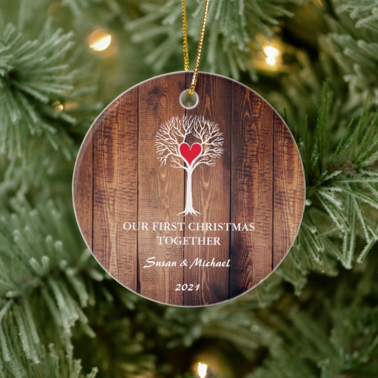 Unser erstes Weihnachten zusammen Liebe Baum rusti Keramik Ornament (Baum)