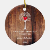 Unser erstes Weihnachten zusammen Liebe Baum rusti Keramik Ornament (Vorne)