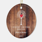 Unser erstes Weihnachten zusammen Liebe Baum rusti Keramik Ornament (Links)