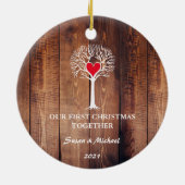 Unser erstes Weihnachten zusammen Liebe Baum rusti Keramik Ornament (Hinten)