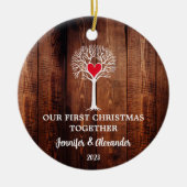 Unser erstes Weihnachten zusammen Liebe Baum rusti Keramik Ornament (Vorne)