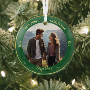 Unser erstes Weihnachten zusammen mit 1 Foto Gold  Ornament Aus Glas