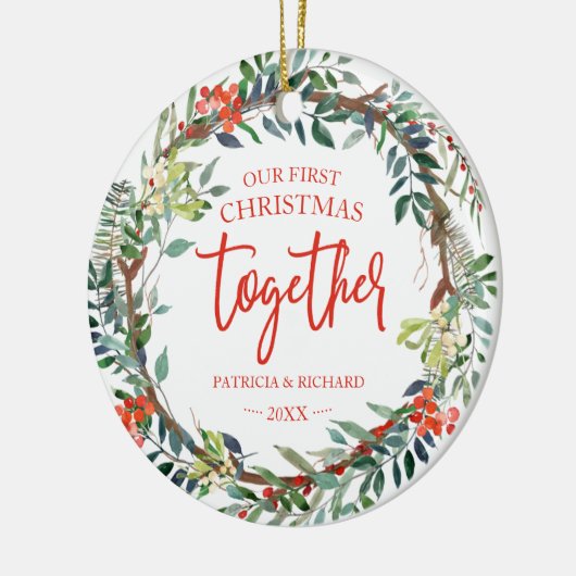 Unser erstes Weihnachten zusammen mit einem rustik Keramik Ornament (Links)