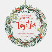 Unser erstes Weihnachten zusammen mit einem rustik Keramik Ornament (Hinten)