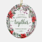 Unser erstes Weihnachten zusammen mit einem rustik Keramik Ornament (Links)