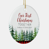 Unser erstes Weihnachten zusammen Pine Tree Lumber Keramik Ornament (Rechts)