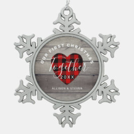 Unser erstes Weihnachten zusammen rustikal Persona Schneeflocken Zinn-Ornament