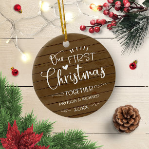 Unser erstes Weihnachten zusammen Rustikaler Chic  Keramik Ornament