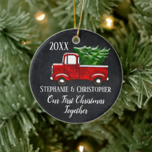 Unser erstes Weihnachten zusammen Vintage Land Tru Keramik Ornament