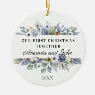 Unser erstes Weihnachten zusammen Wasserfarbe Grün Keramik Ornament