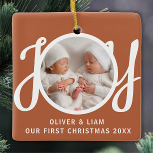 Unser erstes Weihnachten Zwillings-Foto Freude Ter Keramikornament