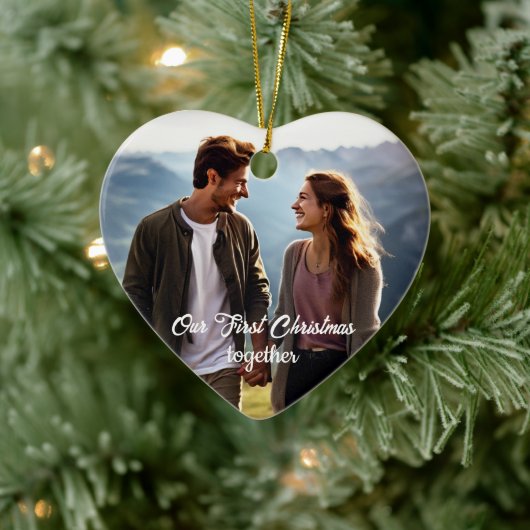 Unser erstes Weihnachts-1-Foto Keramik Ornament (Baum)