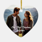 Unser erstes Weihnachts-1-Foto Keramik Ornament (Vorne)