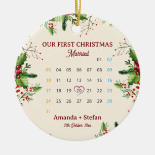 Unser erstes Weihnachts-Andenken Verheiratet Kalen Keramik Ornament
