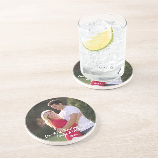 Unser erstes Weihnachts-Coupé-Foto Getränkeuntersetzer (Seite)