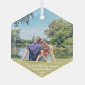 Unser erstes Weihnachts-Coupé-Foto Ornament Aus Glas (Vorderseite)