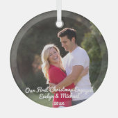 Unser erstes Weihnachts-Coupé-Foto Ornament Aus Glas (Vorderseite)