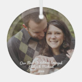Unser erstes Weihnachts-Coupé-Foto Ornament Aus Glas (Vorderseite)
