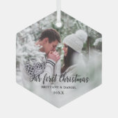 Unser erstes Weihnachts-Coupé-Foto Ornament Aus Glas (Vorderseite)