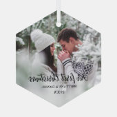 Unser erstes Weihnachts-Coupé-Foto Ornament Aus Glas (Rückseite)