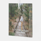 Unser erstes Weihnachts-Coupé-Foto Ornament Aus Glas (Vorderseite links)