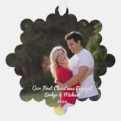 Unser erstes Weihnachts-Coupé-Foto Ornament Karte (Vorderseite)