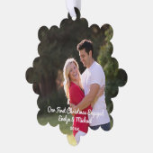 Unser erstes Weihnachts-Coupé-Foto Ornament Karte (Linke Ecke)